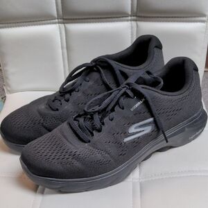 Skechers Go Walk 7 Black Sneakers Air Cooler Gogo Mat Size 10